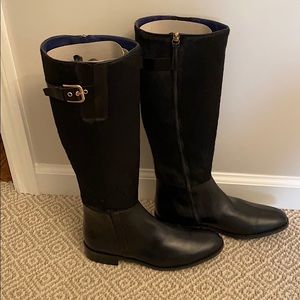 Black Leather Riding Boots - Size 9